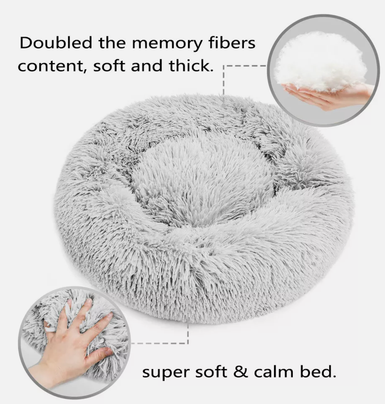 Dog Cat Pet Calming Bed Warm Soft Plush round Nest Comfy Sleeping Kennel Cave