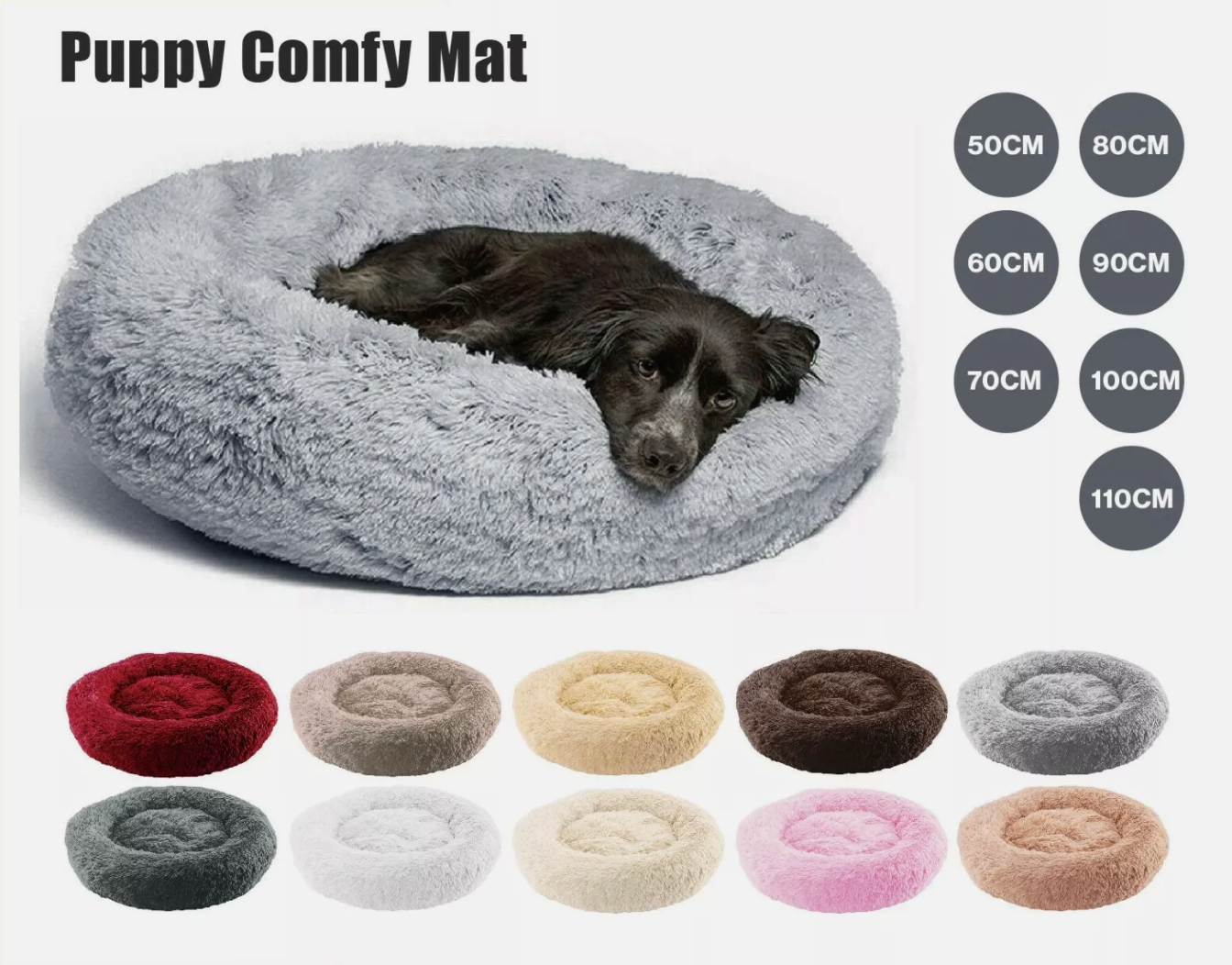 Dog Cat Pet Calming Bed Warm Soft Plush round Nest Comfy Sleeping Kennel Cave