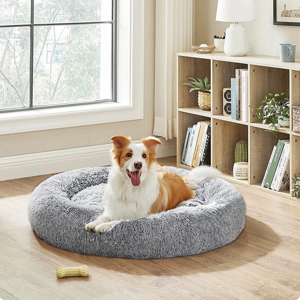 Dog Cat Pet Calming Bed Warm Soft Plush round Nest Comfy Sleeping Kennel Cave